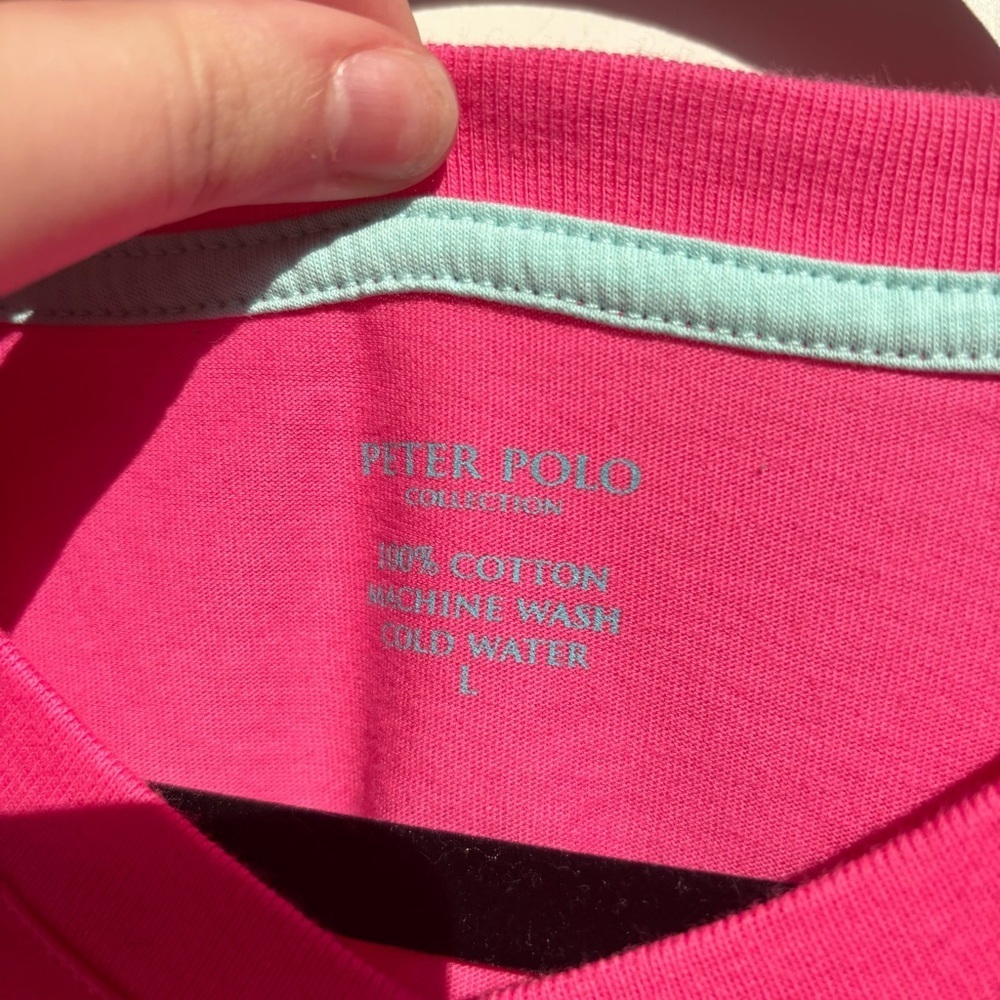 Men's Pink Polo Shirt v-neck - Picture 6 of 6